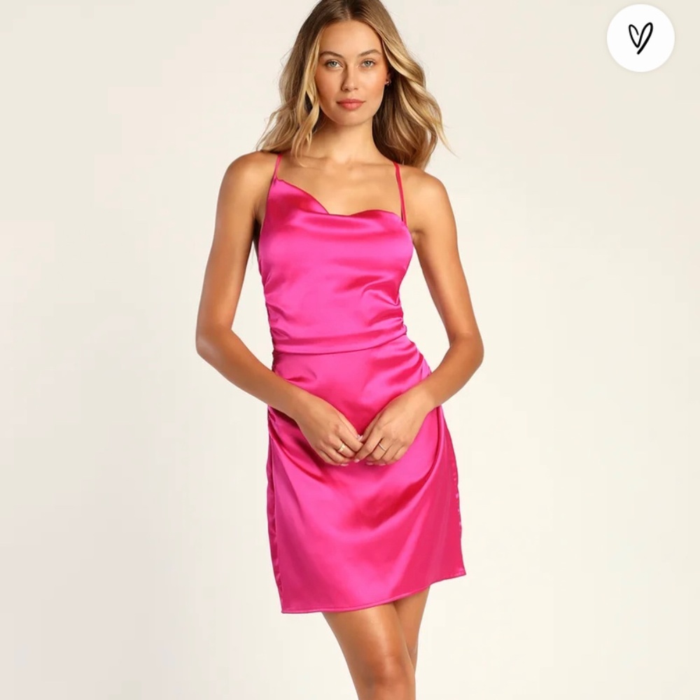 Lulus Hot Pink  Backless Valentine Dress
